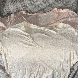 Merona Lightweight V-Neck Short Sleeve Tees in Cream and Blush